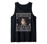 Ugly Xmas Sweater Style American Bulldog Reindeer Christmas Tank Top