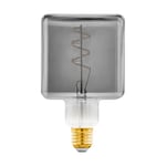 Eglo Ampoule LED E27 dimmable, ampoule filament vintage noir et transparent, lampe à incandescence décorative en forme de cube avec spirale, 4 watts, 50 lumens, blanc chaud, 1700 Kelvin, Ø 9,5 cm