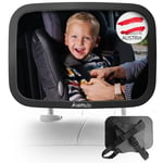 Mapalou Miroir Voiture Bébé en Matériau Incassable, Rétroviseur de Surveillance pour Siège Arrière, Miroirs Auto Bebe, Retroviseur Siege Arriere Sécurité Bébés, Sangles Réglables, Rotation 360°, Noir