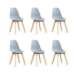 Designetsamaison - Lot de 6 chaises scandinaves grises - Onir