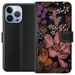 Apple iPhone 13 Pro Svart Plånboksfodral Tecknade blommor