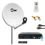 Hdsat - Pack Parabole satellite acier 60cm + lnb single + Récepteur fransat + Câble hdmi