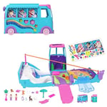 Polly Pocket Coffret Van Transformable des Animaux avec véhicule, Mini-Figurines et Accessoires, Dont Animaux de Compagnie et Petit véhicule, JCC22