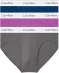 Calvin Klein Men Hip Briefs Stretch Cotton Pack of 3, Multicolor (Eiffle Tower Poisidon Dahlia), S