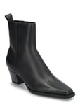 Mango Leather Ankle Boots With Block Heel Svart