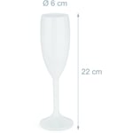 Flûte à champagne en plastique, lot de 6, robuste et sans bpa, réutilisable, capacité : 160 ml, blanche - Relaxdays