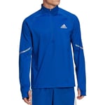 adidas Fast Mens Running Top Blue Long Sleeve Half Zip Run Lightweight Jogging