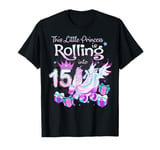 15 Year Old Rolling Into 15th Birthday Roller Skate Theme T-Shirt