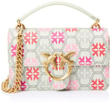 Pinko Love One Mini Light Cl PVC Impression Logo, Sac Femme, Bn1q_Blanc/Fuchsia/Rouge-Antique Go