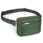 UTO Sac Banane Femme Homme Fanny Pack Ceinture Imperméable Synthétique Mode Léger Sac de Taille avec 3 Poches zippées Nylon Vert