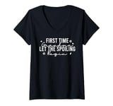 Womens First Time Grandma Let the Spoiling Begin New 1st Time Gifts V-Neck T-Shirt