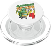 Garbage Truck Birthday Dinosaur Dustcar I Am Four 4 PopSockets PopGrip for MagSafe