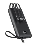 Batterie Externe avec Câbles intégré, VEEKTOMX Batterie Externe Chargeur Power Bank, 4 Sorties et LED Display Chargeur Externe pour iPhone/iPad/Samsung et Autres appareils intelligents (20000mAh Noir)