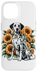 Coque pour iPhone 14 Sunflowers Dalmatian Dalmatians Dal Dally Dog