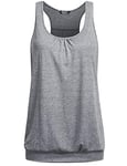 UNibelle débardeur Femme Yoga Chemise Running Haut de Sport Couleurs Unies débardeur sans Manches Dos Nageur Fitness Haut, Gris Clair, XXL