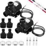 Lot de 2 pompes à eau 12 V, mini pompe à eau submersible moteur sans balais 800 l/h 5 m Mini pompe à eau submersible sans balais - Pour bassin, aquarium, fontaine solaire