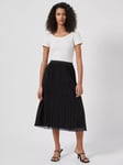 French Connection Plain Pleated Midi Skirt, Black