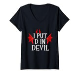 Womens I Put D In Devil Adult Halloween Costumes Matching Couples V-Neck T-Shirt