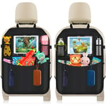 2Pcs Protection Siège Arrière Voiture-Avec Pochette Transparente Pour le Rangement de la Tablette et Multiples Poches des Jouets/Livres/Bouteilles