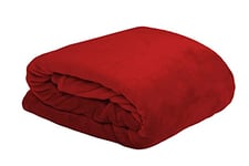 Stof - Plaid - Taille 220x180 cm - 100% Polyester - Couleur Rouge - Modèle Doudou - pour Canapé ou Chambre - Idéal Toutes pièces