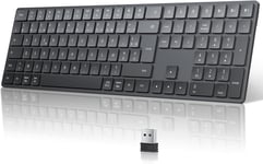 Clavier Sans Fil Bluetooth Clavier Azerty Usb 2.4G Wireless Keyboard Avec 3 Canaux Bluetooth, Usb-C, Ultra-Mince, Pour Tablette, Ordinateur, Apple Macos, Linux, Ios, Android, Pc