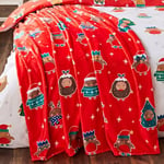 Catherine Lansfield Christmas Party Robins Cosy Fleece 130x170cm Blanket Throw Red