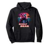 Rizzly Bear Synthwave Retrowave Aesthetic 80s Vibes Pullover Hoodie