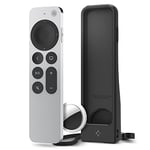 Spigen AirTag Silicone Fit Coque Compatible avec Siri Remote 2ème Génération 2021 (Cordon Inclus) Noir