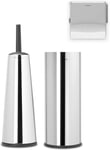 Brabantia 3 Piece Toilet Accessory Set, Toilet Brush & Holder, Toilet Roll Hold