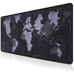 Retoo Tapis de Souris de Jeu avec Carte du Monde - Tapis de Bureau Multifonction et antidérapant - Grande Taille XXL - Tapis de Table pour améliorer la précision et la Vitesse - 800 x 300 mm - Noir