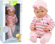 Leantoys Baby Doll, Stripete Genser, Lue, Skjerf, Rosa