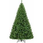 Sapin de Noël Artificiel 225CM, Pied Croisé en Fer 1346 Branches en pvc, Arbre de Noël Système d'Ouverture de Parapluie, Idéal pour Suspendre