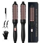 Thermal Brush 3-in-1 hot Brush, 38mm Heated Brush Ceramic Fast Heating Curling Brush, Negative Ions Heated Round Brush Dual Voltage Travel Heated Hair Brush Styler for Long & Short Hair