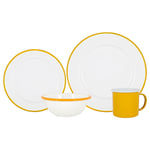 16pc White Enamel Dinner Set - By Argon Tableware - Yellow