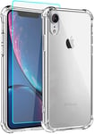 Funda Iphone Xr, Fundas Iphone Xr Con Hd Protector Pantalla, Transparente Suave Anti-Choque Tpu Anti-Arañazos Silicona Para Iphone Xr,Transparente