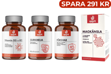 Upgrits Försvarpaket - Gurkmeja, Magkänsla, Försvar & Vitamin D3+K2