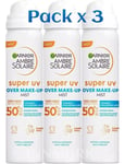 Garnier Ambre Solaire Super UV Over Make Up Mist High Protection SPF50 Pack x 3