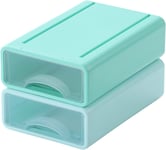 OSteed Stackable Desk Organiser Drawers, 2 Small Plastic Storage Drawer Units, &