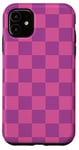 Coque pour iPhone 11 Rose, violet, motif damier, carreaux