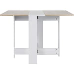 Table à manger pliante de 4 à 6 personnes contemporain mélaminée blanc, décor chêne - 103 x 76 cm - Sifree