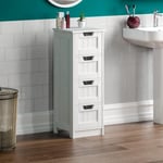 Bath Vida 4-Drawer Floor Standing Cabinet Unit Bathroom Storage, Wood, White 