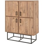 Buffet haut style industriel 4 portes Feneta Bois clair