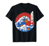 Great Wave Monster Eating Cookies Japanese Kanji Cookie Wave T-Shirt