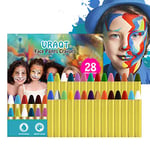 URAQT Visage Peinture, 28 Couleurs Crayon Maquillage Enfant, Sûr, Non-Toxique, Lavable, Peinture Corporelle pour Enfants, Cosplay, Carnaval, Anniversaire, Halloween, Pâques, Noël