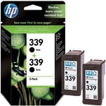 GENUINE PACK OF 2 HP 339 BLACK CARTRIDGES C8767EE FAST POSTAGE 2 YEARS GUARANTEE