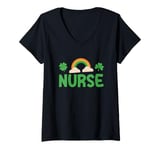 Womens St Patricks Day Nurse V-Neck T-Shirt