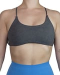 AUROLA Workout Sports Bras Women Athletic Removable Backless Strappy Criss Cross Light Support Gym Fitness Yoga Crop Bra, Ice Flower-Dark Grey, L