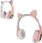 Casque Bluetooth Oreille De Chat, Écouteur Sans Fil Bluetooth Mignon, Casque De Lampe Respiratoire Pliable Pour Casque Sans Fil, Pour Enfants, Conception De Lumières Led D'Oreille De Chat(Ro[Q652]