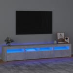 TV-taso LED-valoilla betoninharmaa 210x35x40 cm