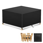 YuYo Housse de Table Jardin Carre, 420D Tissu Oxford Housse Salon de Jardin, Housse de Protection Table de Jardin Étanche, Anti-UV Bâche Table de Jardin Exterieur - 150x150x70cm, Noir